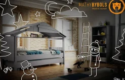 Cama casita con nido gris de Mathy by Bols