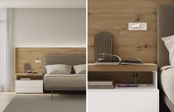 Dormitorio con cabecero de madera y tapizado Limit+Essential de Lagrama