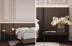 Dormitorio con cabecero tapizado NewKandor con luz LED de Lagrama