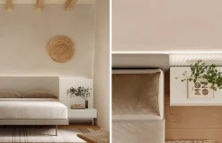 Dormitorio con cabecero tapizado Essencial y Ona con luz LED de Lagrama