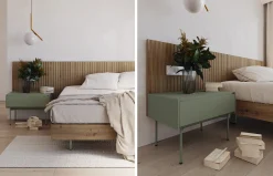 Dormitorio con cabezal de madera Ona de Lagrama