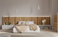 Dormitorio moderno con cabezal de madera NewKandor de Lagrama
