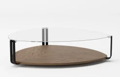 Mesa de centro cristal templado y madera nogal 2055 de Ángel Cerdá