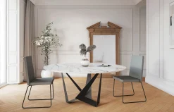 Mesa de comedor redonda Adara con tapa porcelánico de Tadel