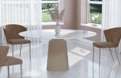Mesa de comedor redonda Stela con tapa porcelánico de Tadel