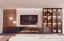 Mueble TV con chimenea a vapor Qubic 2.0 - 832 de Piñero y Cabrero