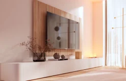 Mueble TV con chimenea a vapor Qubic 2.0 - 825 de Piñero y Cabrero