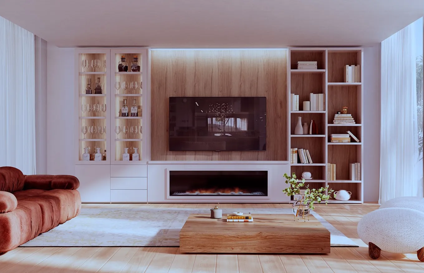 Mueble TV con chimenea eléctrica Qubic 2.0 - 812 de Piñero y Cabrero